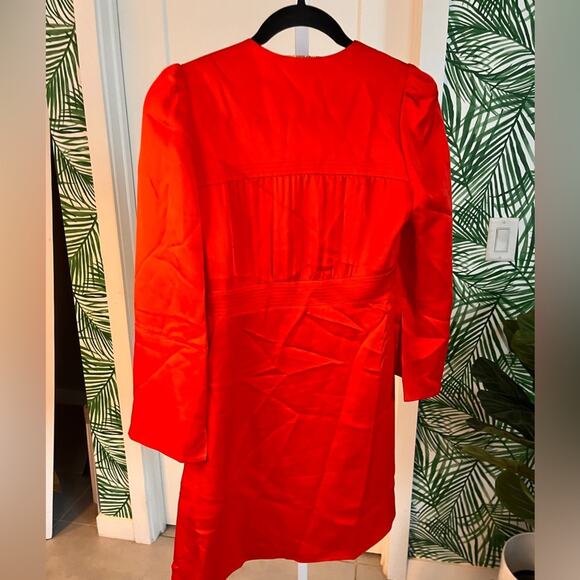 Maje Red Rahon Satin Mini Dress Size Small - Picture 5 of 12